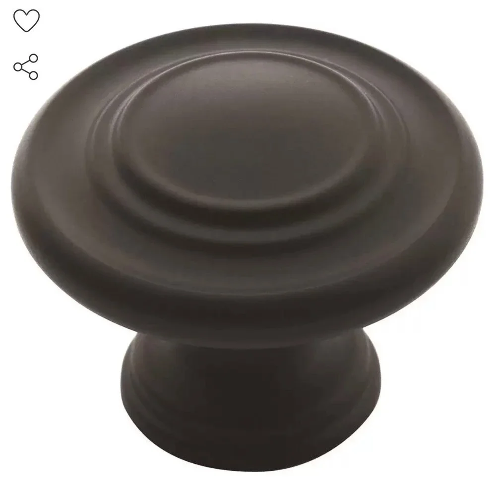New Set of 10 Flat Black Door or Drawer Round Knobs Hardware